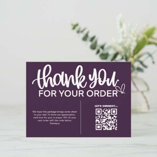 QR-code Bedankt voor uw aankoop pakket invoegen Informatiekaartje (Staand voorkant)