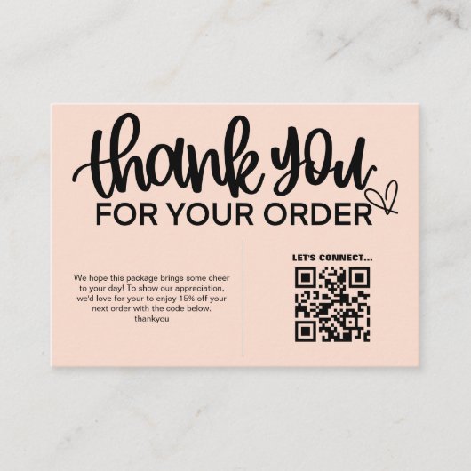 QR-code Bedankt voor uw aankoop pakket invoegen Informatiekaartje (Voorkant)