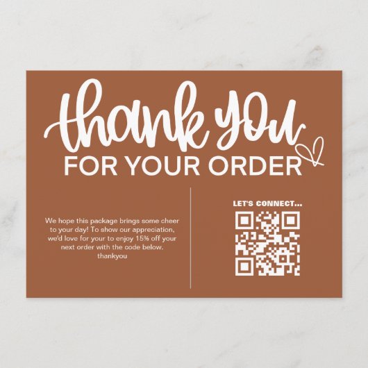 QR-code Bedankt voor uw aankoop pakket invoegen Informatiekaartje (Voorkant)