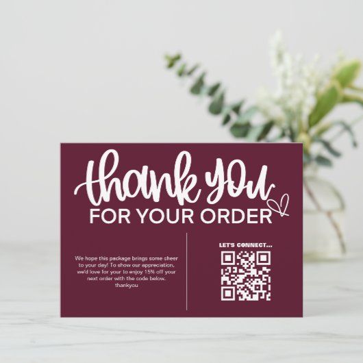 QR-code Bedankt voor uw aankoop pakket invoegen Informatiekaartje (Staand voorkant)
