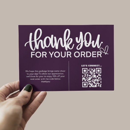 QR-code Bedankt voor uw aankoop pakket invoegen Informatiekaartje
