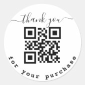 QR-code bedankt voor uw aankoop Ronde Sticker (Voorkant)