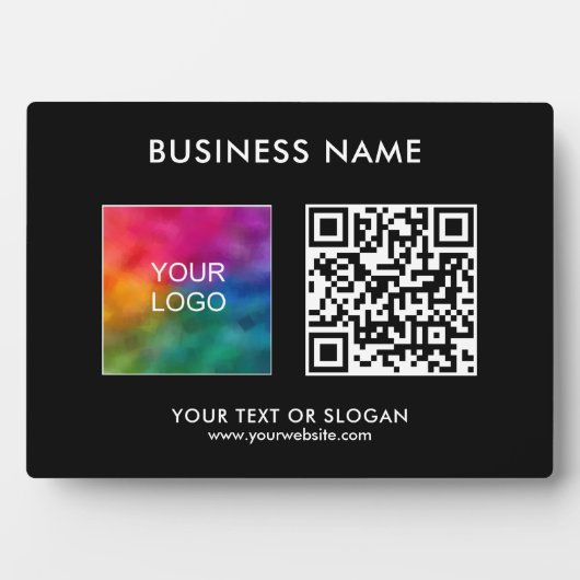 QR Code Bedrijf Bedrijf Logo Aangepaste Horizontaa Fotoplaat (voorkant)