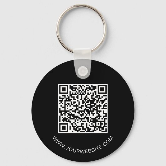 QR Code Bedrijf Black Business Logo Round Sleutelhanger (Achterkant)