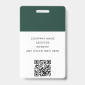 QR Code Bedrijf Logo Donkergroene Foto Medewerker Badge (Achterkant)