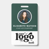 QR Code Bedrijf Logo Donkergroene Foto Medewerker Badge (Voorzijde)