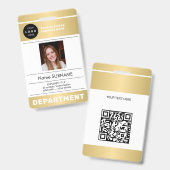 QR-code bedrijf logo foto van werknemer gouden ID Badge (Voor- en achterkant)