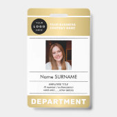 QR-code bedrijf logo foto van werknemer gouden ID Badge (Voorzijde)