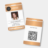 QR-code bedrijf logo foto van werknemer koperen ID Badge (Voor- en achterkant)