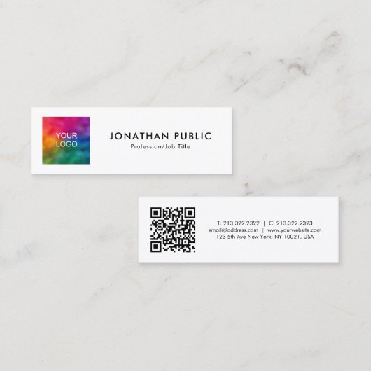 QR Code Bedrijf Logo Hier Werknemersnaam Mini Contactkaartje (Voorkant / Achterkant)