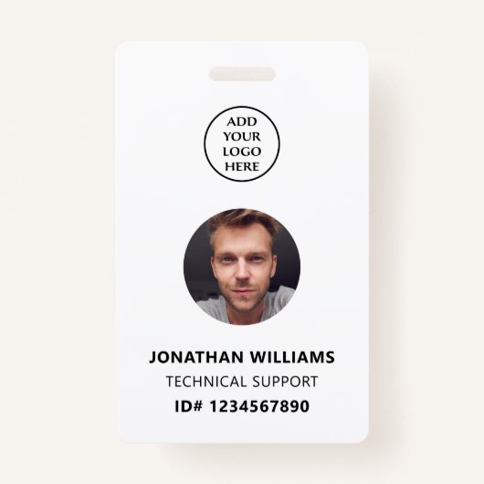 QR Code Bedrijf Logo Naam Functie Titel Foto ID Badge (Voorkant)