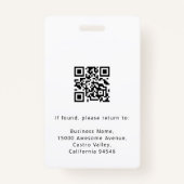 QR Code Bedrijf Logo Naam Functie Titel Foto ID Badge (Achterkant)