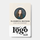 QR Code Bedrijf Logo Off Witte Foto Medewerker ID Badge (Voorzijde)
