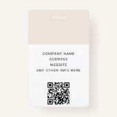 QR Code Bedrijf Logo Off Witte Foto Medewerker ID Badge (Achterkant)
