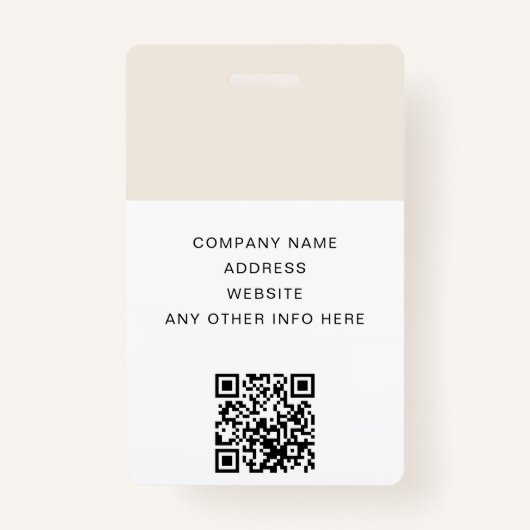 QR Code Bedrijf Logo Off Witte Foto Medewerker ID Badge (Achterkant)