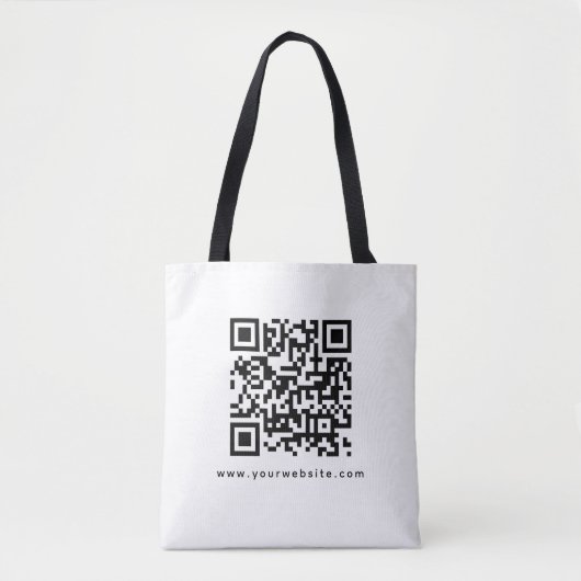 QR Code Bedrijf Logo Website Adres Tweezijdig Tote Bag (Voorkant)