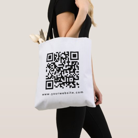 QR Code Bedrijf Logo Website Adres Tweezijdig Tote Bag (Dichtbij)
