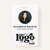 QR-code - Bedrijf Logo White Foto Medewerker ID Badge (Voorkant)
