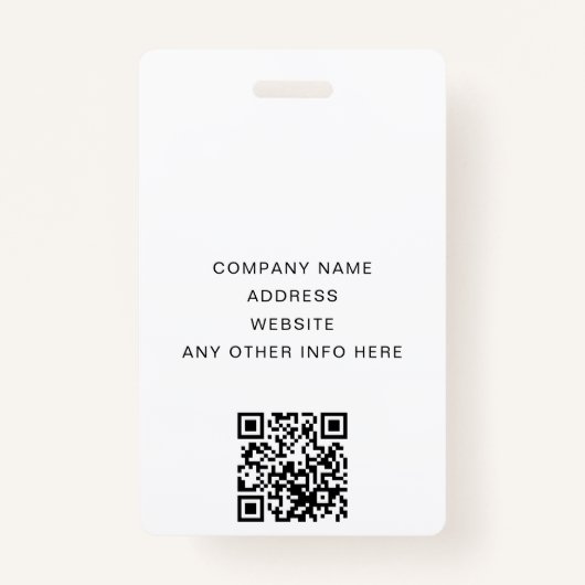 QR-code - Bedrijf Logo White Foto Medewerker ID Badge (Achterkant)