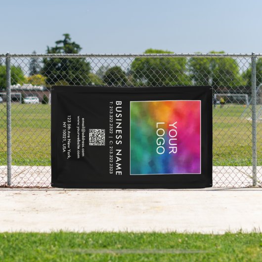 QR Code Bedrijf Zakelijke Logo Verticale Sjabloon Spandoek (Insitu)