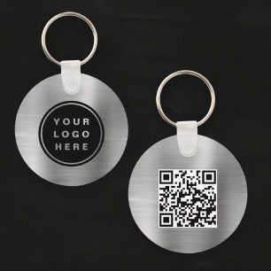 QR Code Bedrijf Zilver Logo Promotionele Sleutelhanger