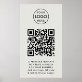 QR-code | Bedrijfs Logo Eenvoudig grijs Poster (Voorkant)