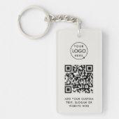QR-code | Bedrijfs Logo Eenvoudig grijs Sleutelhanger (Voorkant)