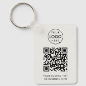 QR-code | Bedrijfs Logo Eenvoudig grijs Sleutelhanger (Voorkant)