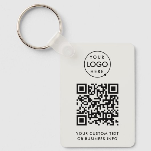 QR-code | Bedrijfs Logo Eenvoudig grijs Sleutelhanger (Voorkant)
