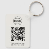 QR-code | Bedrijfs Logo Eenvoudig grijs Sleutelhanger (Achterkant)