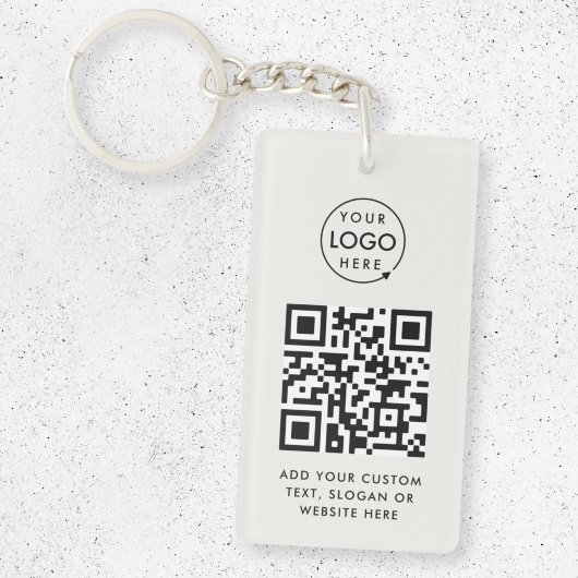 QR-code | Bedrijfs Logo Eenvoudig grijs Sleutelhanger