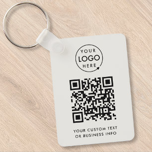 QR-code Bedrijfs Logo Eenvoudig grijs Sleutelhanger