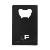 QR Code Bedrijfs Logo Monogram Naam Sjabloon Creditkaart Flessenopener (Voorkant)