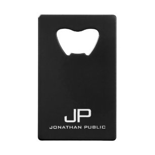 QR Code Bedrijfs Logo Monogram Naam Sjabloon Creditkaart Flessenopener