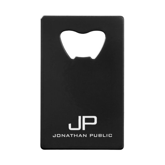 QR Code Bedrijfs Logo Monogram Naam Sjabloon Creditkaart Flessenopener (Voorkant)