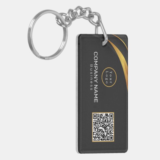 QR Code Bedrijfs Moderne Logo Sleutelhanger (Voorkant Links)