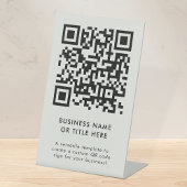 QR-code | Bedrijfs Moderne Minimale Eenvoudige Gri Reclamebord Met Voetstuk