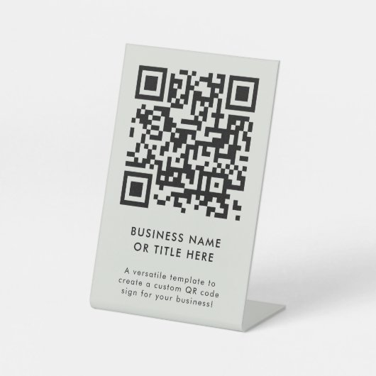 QR-code | Bedrijfs Moderne Minimale Eenvoudige Gri Reclamebord Met Voetstuk (Voorkant)