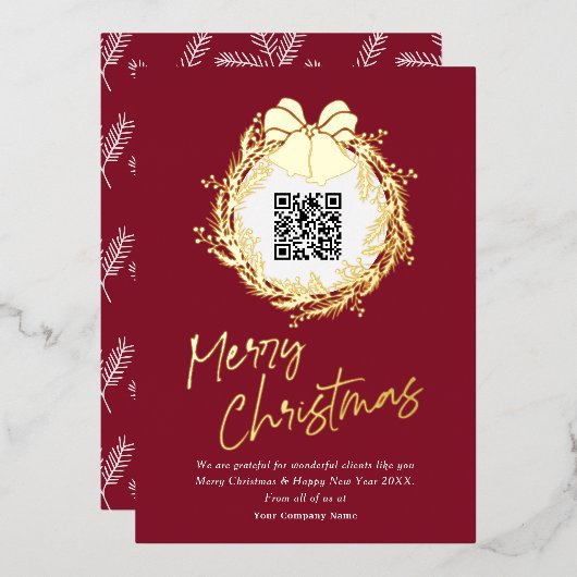 QR-code bedrijfsbedrijf Vroege kerstFolie Ho Folie Feestdagenkaart (Voorkant / Achterkant)