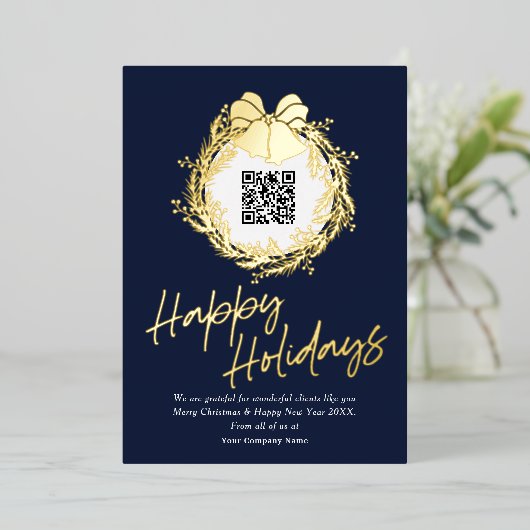 QR-code bedrijfsklare feestkaarten Folie Feestdagenkaart (Staand Voorkant)