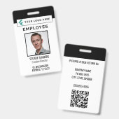 QR-code bedrijfslogo foto werknemer Badge (Voor- en achterkant)