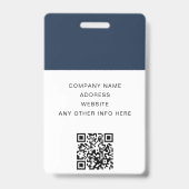 QR-code - bedrijfslogo marineblauwe foto personeel Badge (Achterkant)