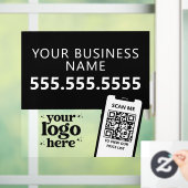 QR Code Bedrijfslogo Modern Minimalistisch Donker  Raamsticker (Huis)