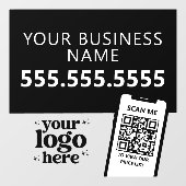 QR Code Bedrijfslogo Modern Minimalistisch Donker  Raamsticker (Vel)