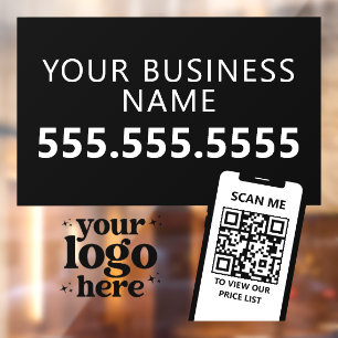 QR Code Bedrijfslogo Modern Minimalistisch Donker Raamsticker