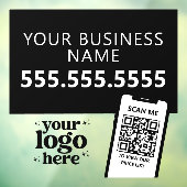 QR Code Bedrijfslogo Modern Minimalistisch Donker  Raamsticker (Vel 3)