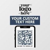 QR Code Bedrijfslogo Modern Minimalistisch Donkerb Raamsticker (Vel)