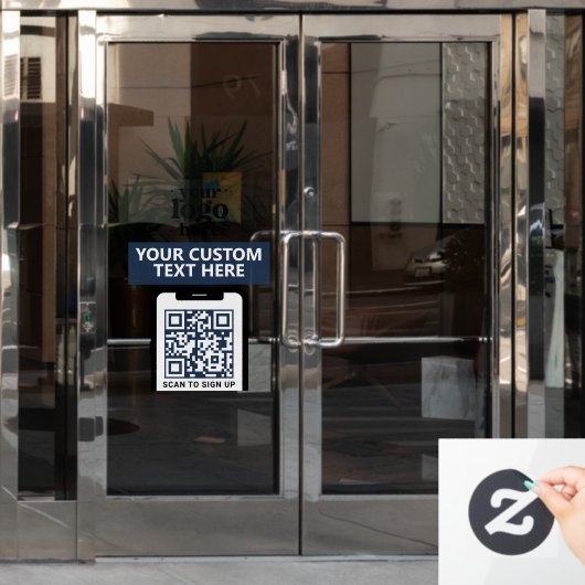 QR Code Bedrijfslogo Modern Minimalistisch Donkerb Raamsticker (Kantoordeur)