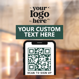 QR Code Bedrijfslogo Modern Minimalistisch Donkerg Raamsticker