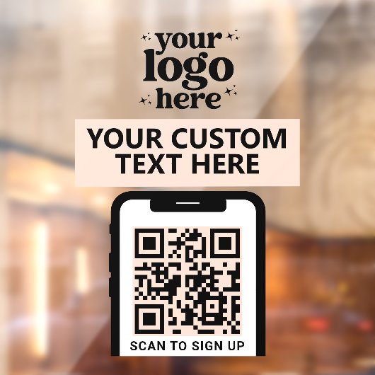 QR-code Bedrijfslogo Modern Minimalistisch Roze Ro Raamsticker (Vel 2)